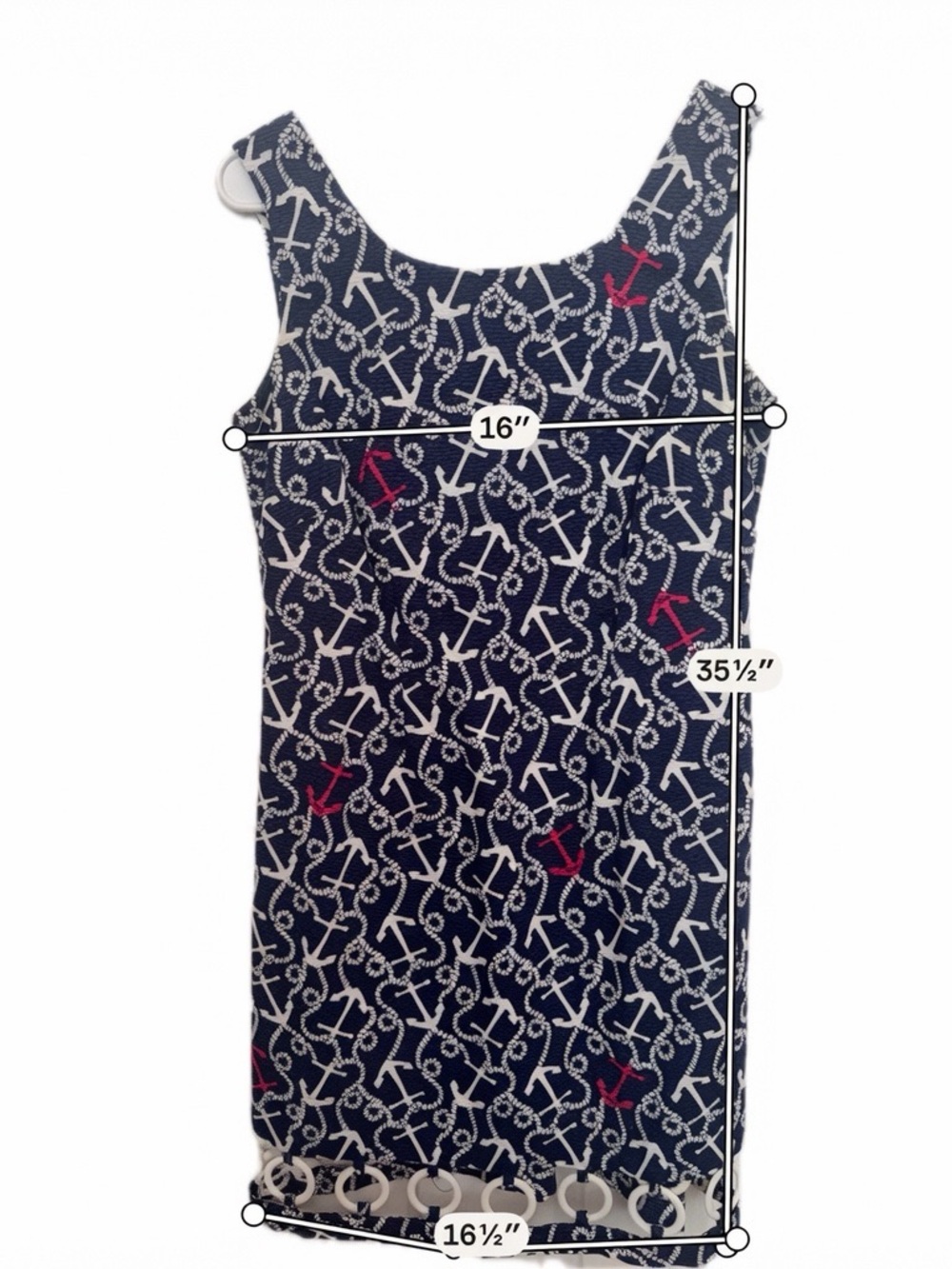 Lily Pulitzer Navy Anchor Print Shift Dress - White & Red Anchors